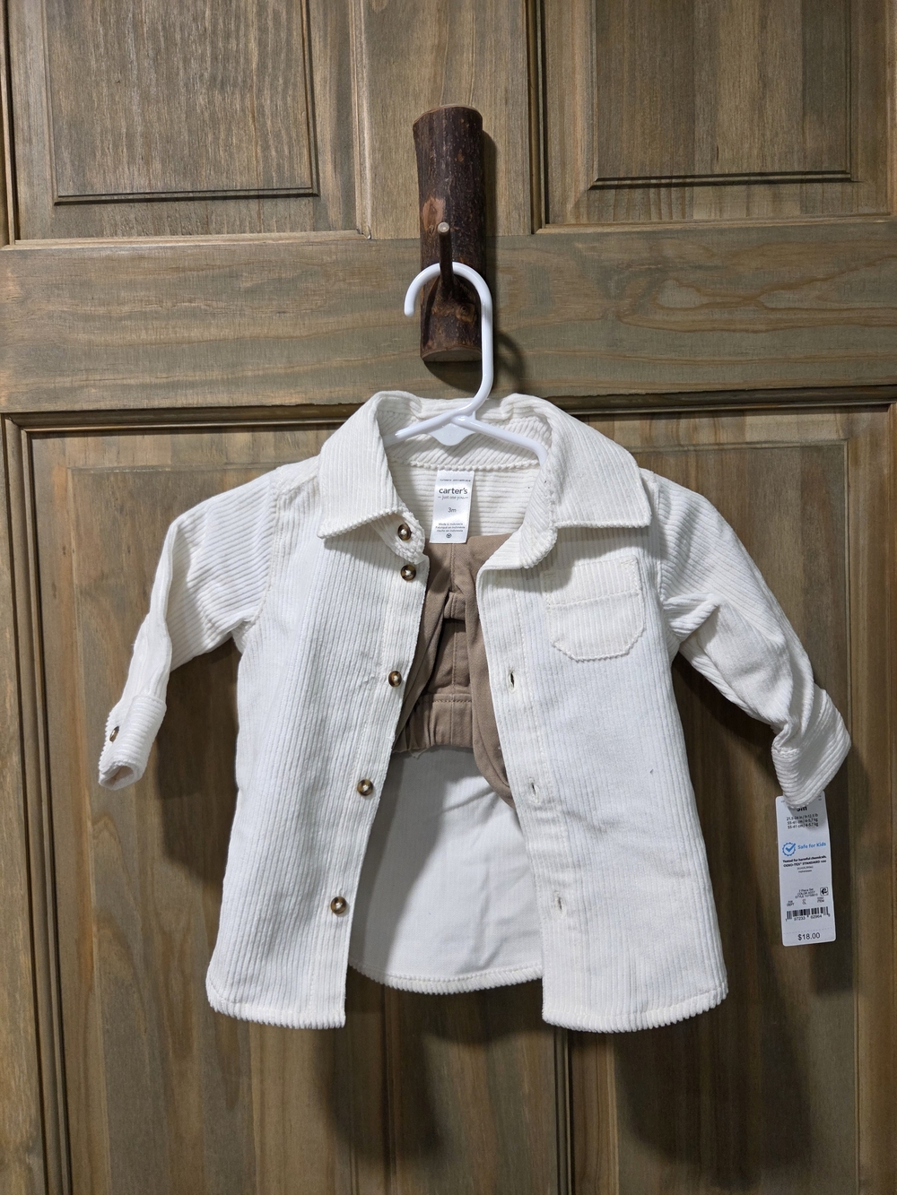 NWT Carter's Cream Corduroy Button-Down Shirt & Khakis